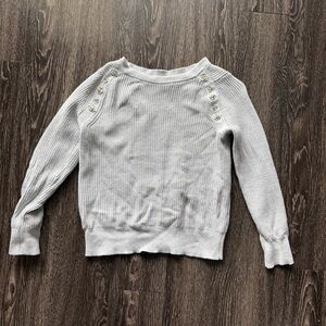Banana Republic Light Gray Crewneck Sweater with Beaded Shoulders